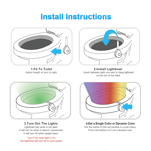 Intelligent bevægelsessensor lampe Natlys Toilet sæde dekoration