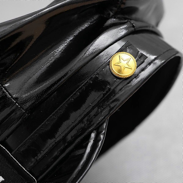 Badge Åttkantig Läder Polis Hatt Svart Kapten Platt Scenföreställning Militärmössor (Svart)