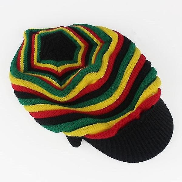 Vinterhat Jamaicansk Beanie Stribet Slouchy