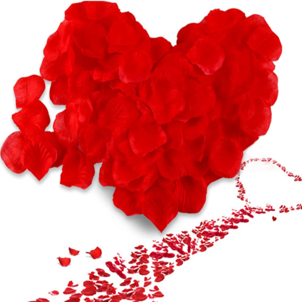 2000 Kunstige Roseblader - Rød, Egnet for Valentinsdag M