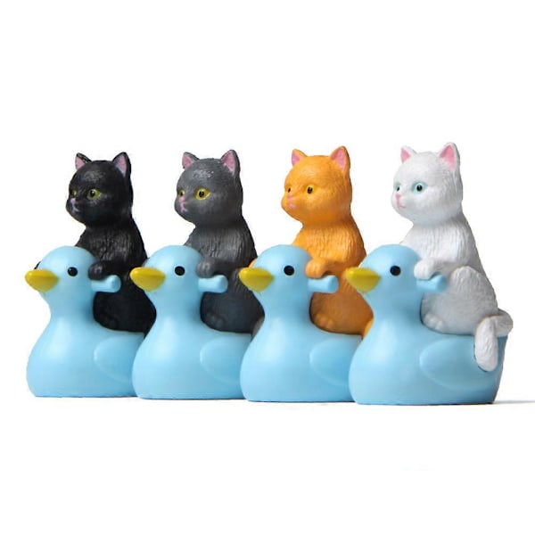 Sæt med 4 stk. Små Miniature Kat PVC Figurer, DIY Havetilbehør