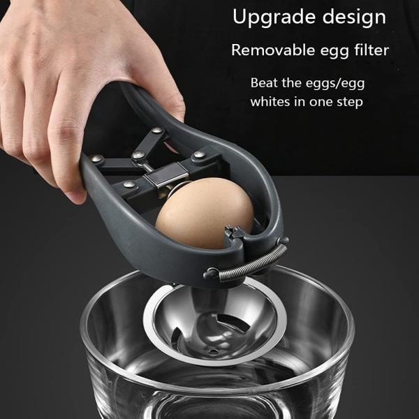 /#/Rustfritt Stål Egg Cracker, Automatisk Egg Cracking Verktøy, Rustfritt Stål Egg Cutter, Egg Separator, Kreative Kjøkkenverktøy (Svart)/#/