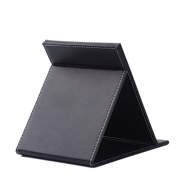 #1 Stk Foldbar og Bærbar Makeup Spejl Rejse Bord Spejl med Stativ Kompakt PU Læder Bord Spejl#