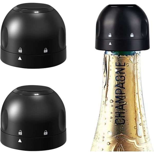 Genanvendelig Mousserende Vinprop 2 stk Sort Champagneprop Cha