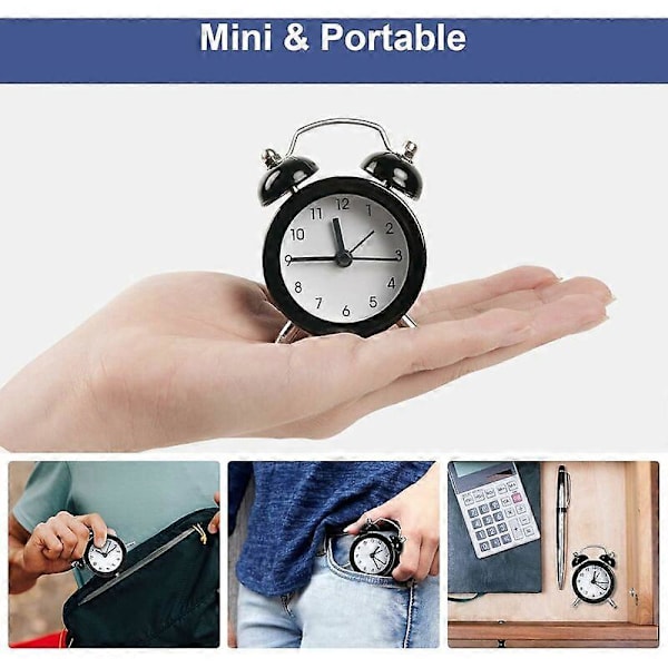Mini Retro Väckarklocka, Klassisk Ringklocka Högljudd Batteridriven