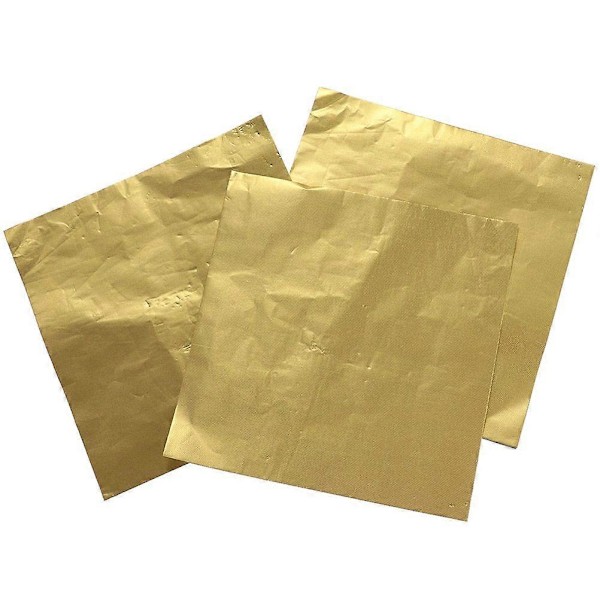 200 st Aluminiumfoliepapper Gyllene Omslagspapper Presentförpackningspapper för Chokladgodis Badbomber (Gyllene)
