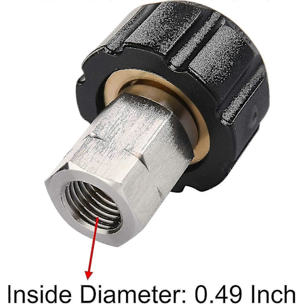 Högtryckstvättadapter, Metrisk M22 Hona Till 1/4 Tum Hona Npt-koppling, 5000 Psi