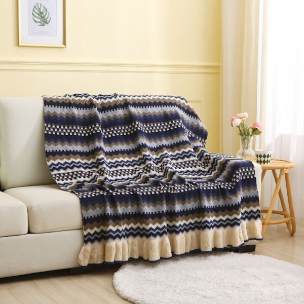 1 kpl 130x170cm Neulotu Peitto Harmaa Ruudullinen Pehmeä Mukava Kestävä