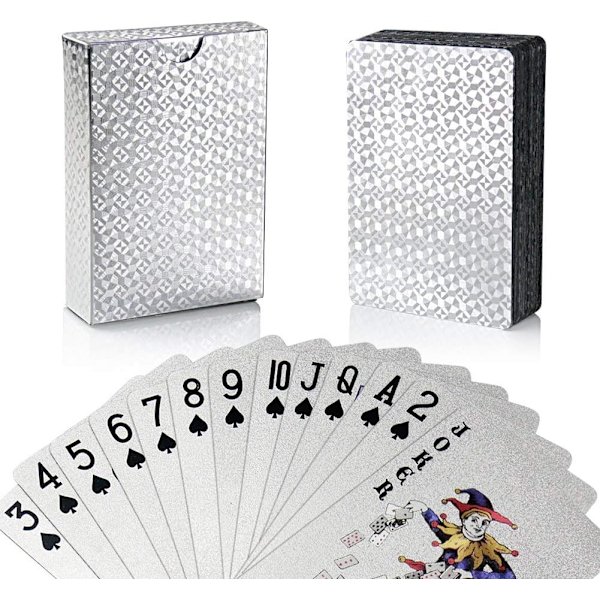 Pokerkortsspel, (Silver) Vattentätt PVC Guldfolie Spelkortslek