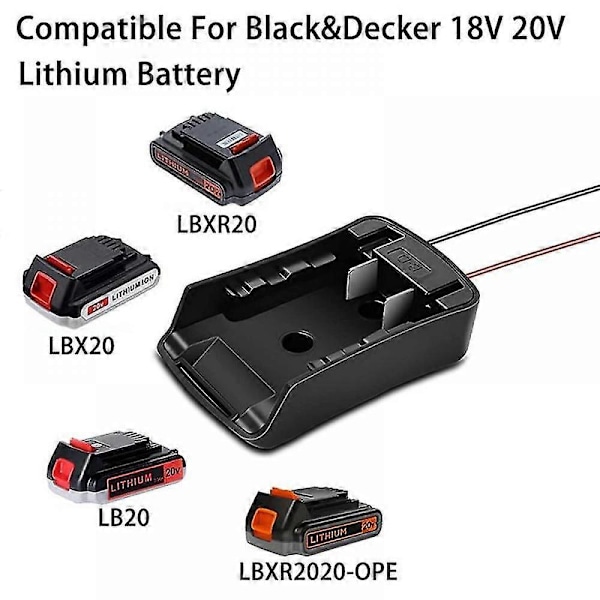 Batteriadapteromvandlare för Black&decker 18v 20v Li-ion Batteri Lb20 Diy Power Wheels Adapter Strömkontakt med 14awg Kablar