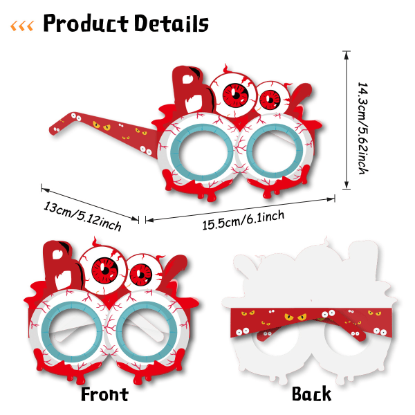 #8 st Halloween Pappersglasögon Dekorationer Fotobås Fotografering Pro#