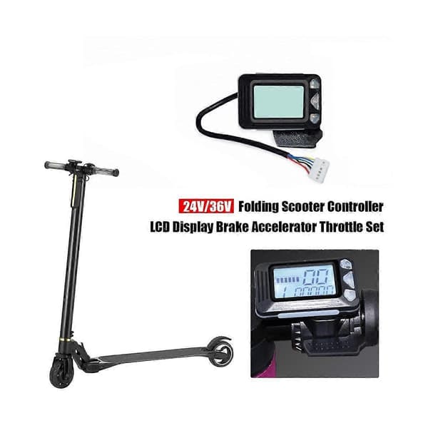24V 250W Vikbar Scooter Controller Kit Elektrisk Scooter Controller LCD-display Broms Accelerator Gasreglage Set (24V)