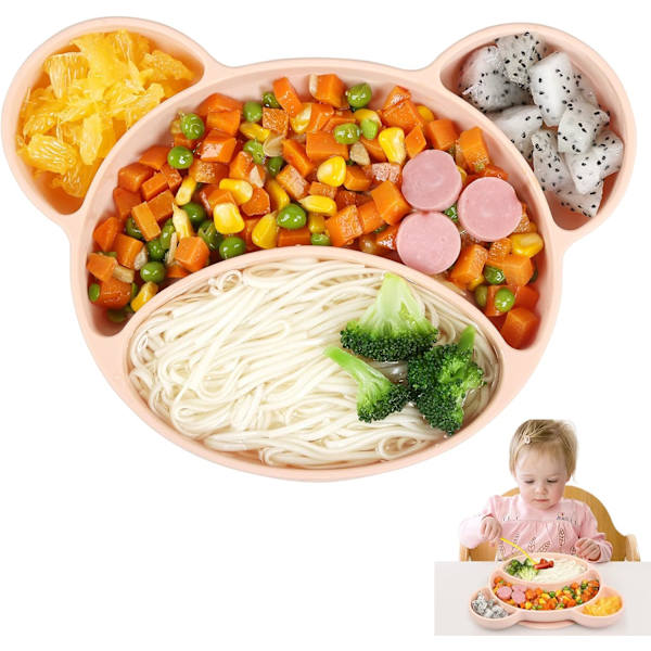 /#/Baby Sugkopp Tallrik (Rosa), halkfri Silikon Baby Tallrik Baby/#/