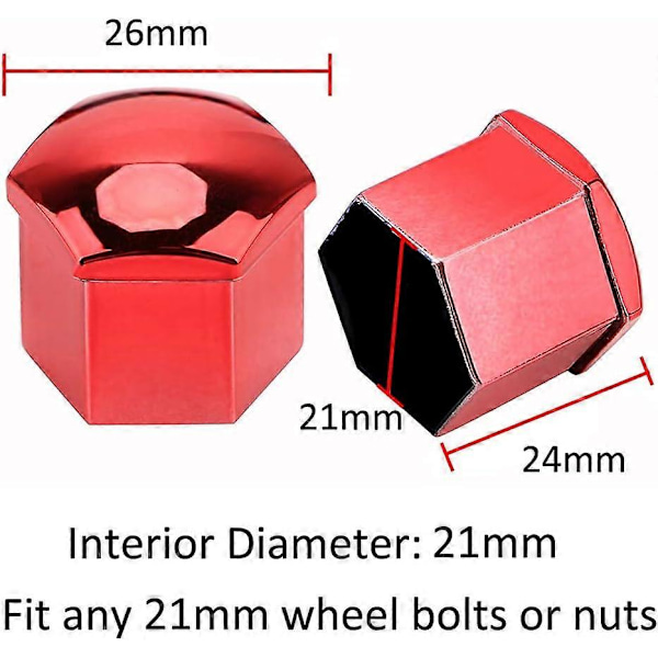 20 Stycken 21mm Bilhjulsmutterkapsel Hjulmutteröverdrag Hjulmutterkapsel C