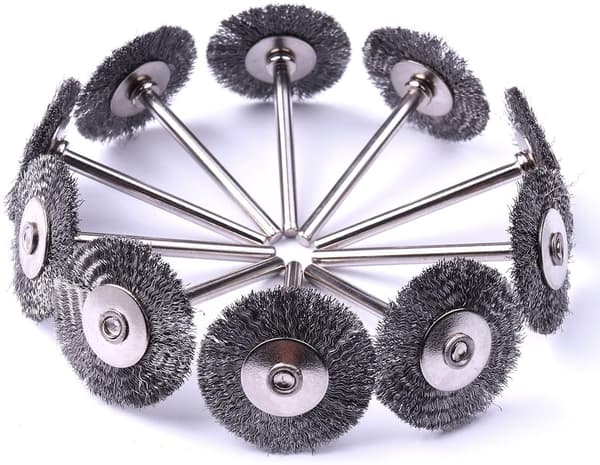 *10 stk. 25mm mini stålbørster, egnet til roterende støbeform gri*