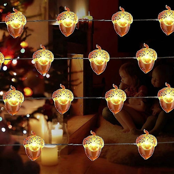 3D Blinkande Eklampor Ljusslinga För Höstskördsdekoration I Kök, Babyshower, Thanksgivingfest, E Och Trädgårdskrans