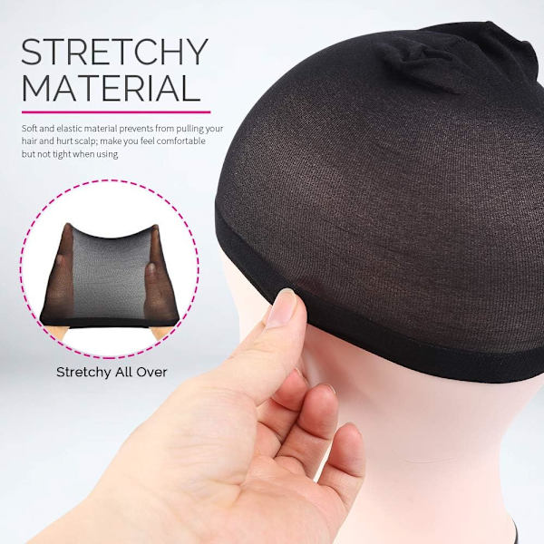 12 Stykker Parykkhette Dame Parykkhette Nylon Parykkhette Elastisk Parykkhette f