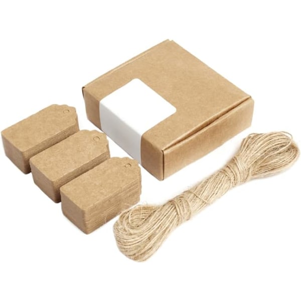 Kraft-paperiset lahjakorttit, ruskea, aaltomainen 4x2 cm, 100 kpl narulla