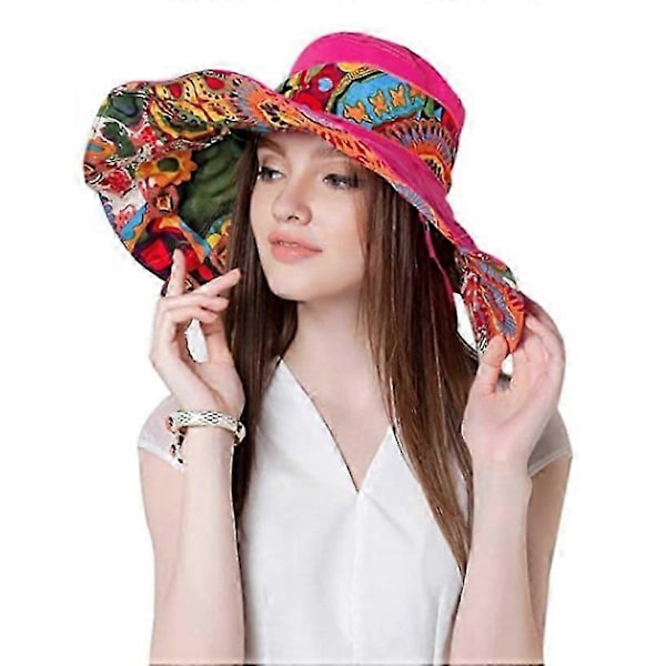 Vikbar Floppy Reversibel Rese Strand Solhatt Dam Bred Brätte UPF 50+