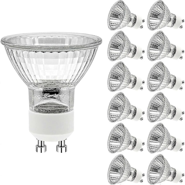 GU10 Halogen Spotlight Pærer, (12-pakning) Dimmbare Halogen Lyspærer 2-pin, 220v 50w Lyspære Med Lang Levetid A