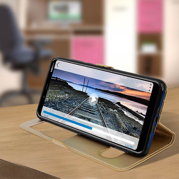 Nokia 3.1 Plus Fodral Dubbelfönster Videoställ