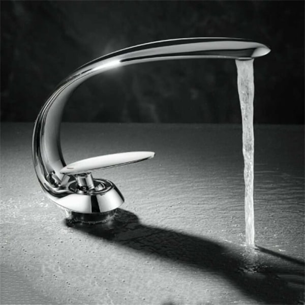 Håndvaskarmatur Badeværelse Messing-Sølv Hvid Håndvaskarmatur Enkelt H