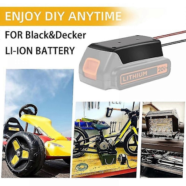 Batteriadapter Konverter Til Black&decker 18v 20v Li-ion Batteri Lb20 Diy Power Wheels Adapter Strømstik Med 14awg Ledninger