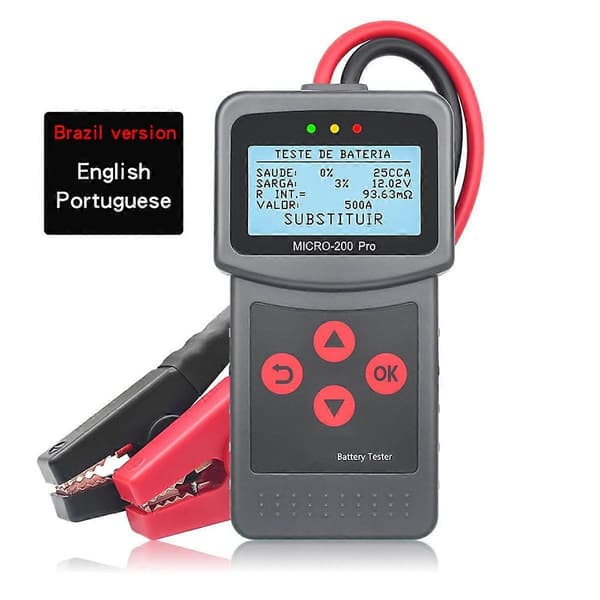 Micro-200 Pro Bil Motorcykel Batteritester 12/24V Multi-Sprog Digitalt Batterisystem Analyzer til Brasilien Version