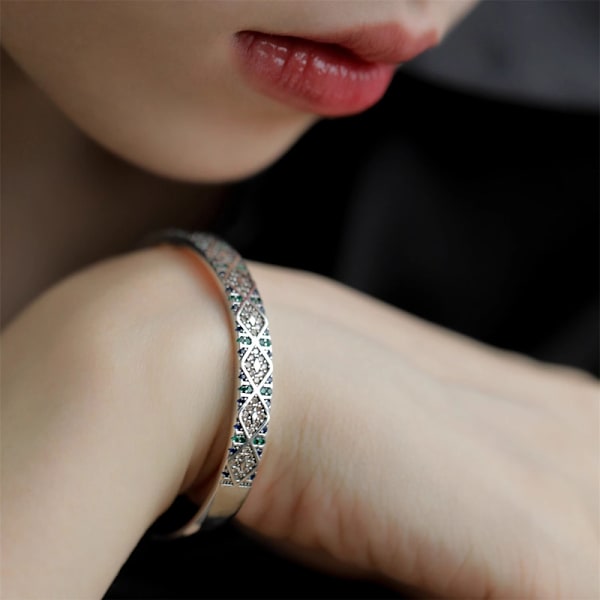 #Diamantformet zirkon armbånd, pige armbånd, justerbar#