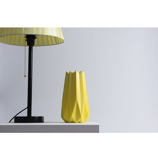 /#/Keramisk Vase Pampasgress Vase Håndlaget Geometrisk Hvit Gull/#/