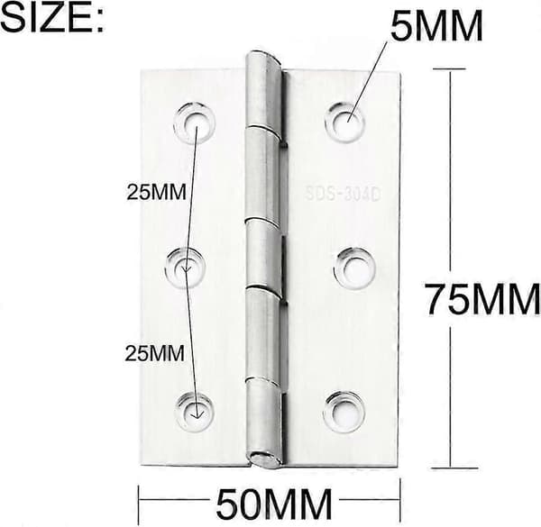 10 stk. rustfrit stål hjemmemøbler hardware dørhængsel lang 75 mm x 50 mm