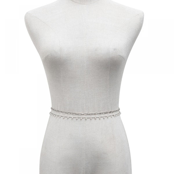 #Dubbla magkedjor med fransar (silver)#