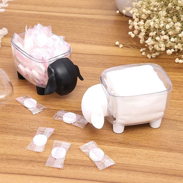 1-pack Mini Bomullsrondellask  - Kreativ fårformad förvaring i plast