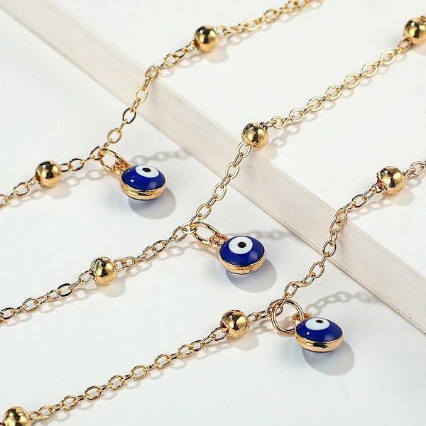 1 kpl (kulta, siniset silmät) Anklet-helmi Anklet-ranneke Helmiketju F