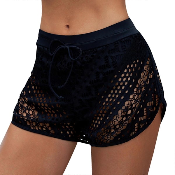 Dame Badeshorts Høy Midje Badedrakt Underdel Blonde Badedrakt Badeshorts, Svart, XL
