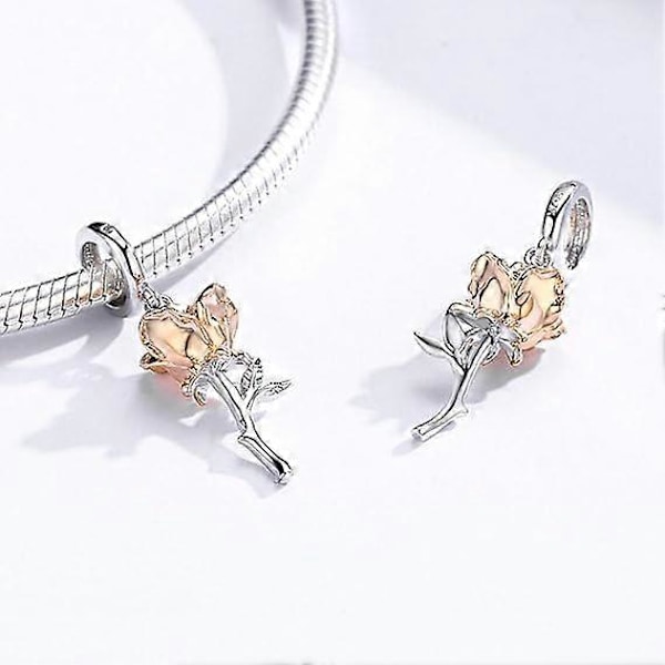 Rosberlock för Pandora Armband 925 Sterling Silver Guldpläterad Blomdesign