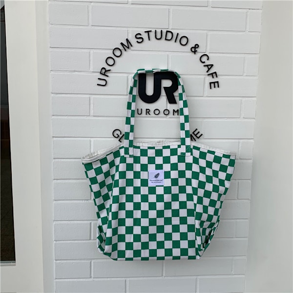 Ternet canvas tote taske (grøn 52*20*32cm) blød tote til kvinder