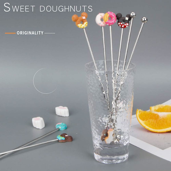 Set med 8 Cocktailrör i Rostfritt Stål, 8 Tum, Donutform