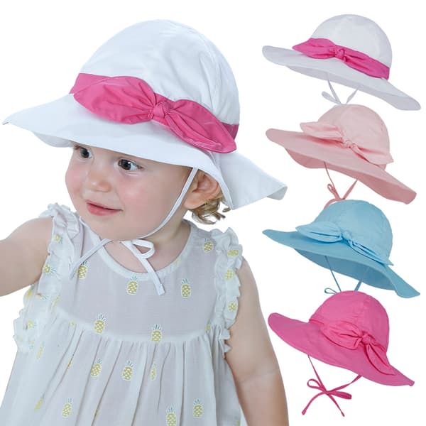 # Stk Solhattar för Babyflickor Justerbar Bredbrättad Solhatt Sommar Strandskydd #