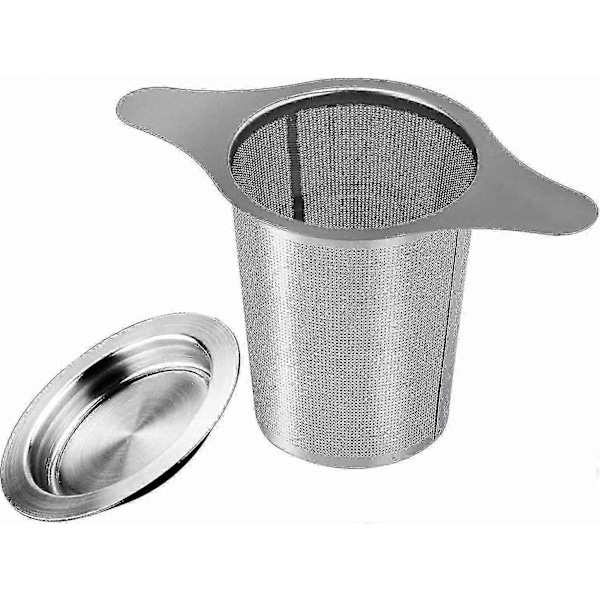 Teefilter Teestrainer Med 2 Håndtag Og Låg / Drypbakke Lavet Af 304 Rustfrit Stål, Passer Til De Fleste Tekopper