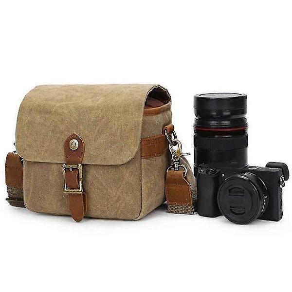 Canvas Slr Kamerakassi Mini Yksittäiset Messenger-laukut Vedenpitävät Kulutusta kestävät Olka-valokuvausreput Khaki