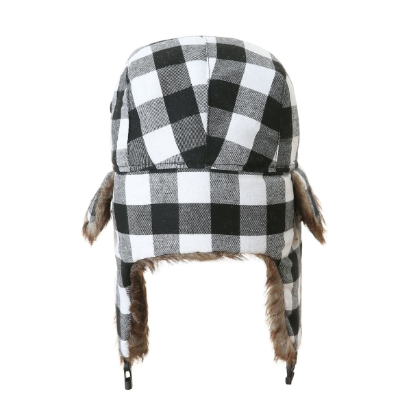 #(Black and White) Men's Faux Fur Catcher Hat#