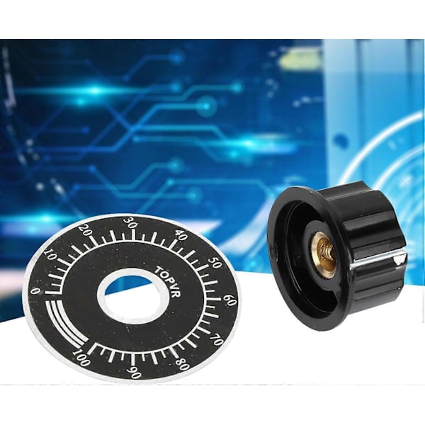 5 stk. 6 mm/27 mm Potentiometerknap Potentiometer Riflet Knapper Lydstyrkekontrol Drejehætte med Digital Skala Plade MF-A03