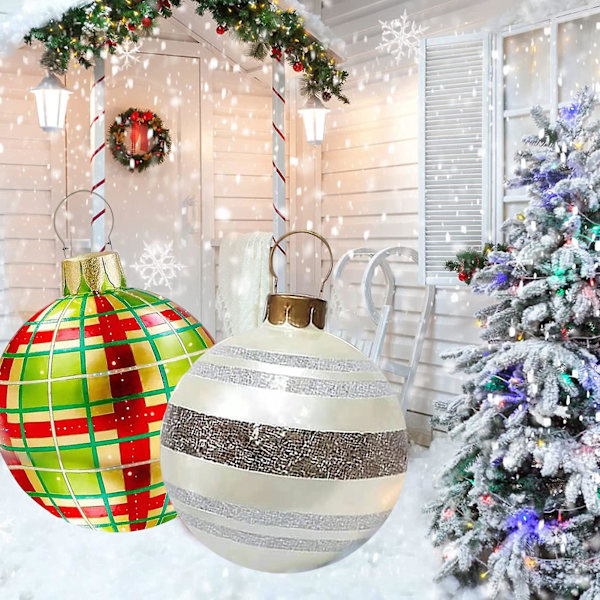 Julgranskulor Hängande Hål Uppblåsbar Dekorativ Gyllene Snöflinga Julparty Ballong För Jul KaesiSilver