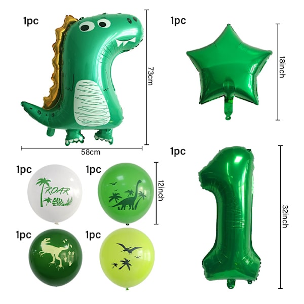 Baby Dinosaur Balloner Dinosaur Fødselsdag Dekorationer Dinosaur Fødselsdag