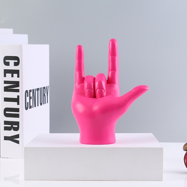 /#/Hånddekorert fingergeststatue rosa jeg elsker deg tegn moderne/#/