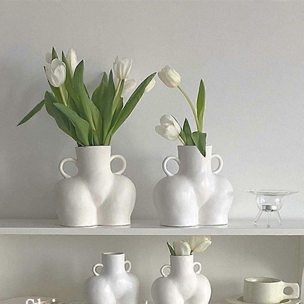 Kvinnlig Kroppsform Konst Vas, Butt Blomma Keramisk Vas för Hemmakontor