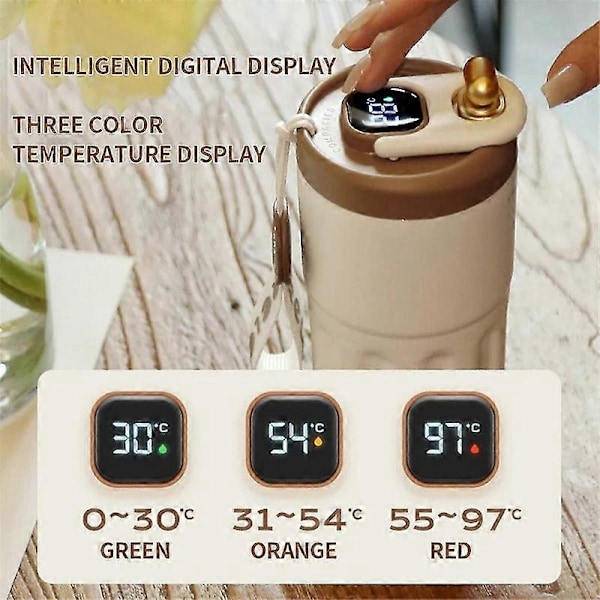 420ML Digital Smart Kaffeisolering Kopp Rostfritt Stål LED Temperaturdisplay Flaska Bil Fordonsmugg