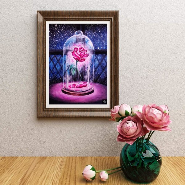 En-del 30 x 50 cm 5d diamantmaleri full diamant rose, drakt