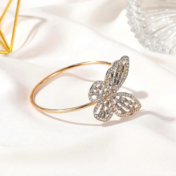 Guld Kristall Fjäril Pärlarmband Ihåligt Zirkon Fjärilarmband Öppet Justerbart Armband Smyckesgåva Kvinnor Flickor
